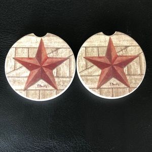 (2) Absorbent Car Coasters -Farmhouse Star design NWOT